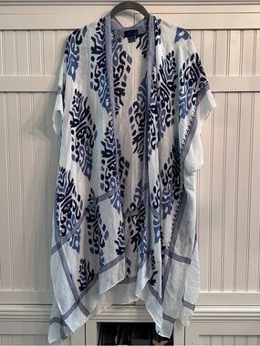 Rachel Roy Light Blue & Navy Printed Kimono/Cover-Up